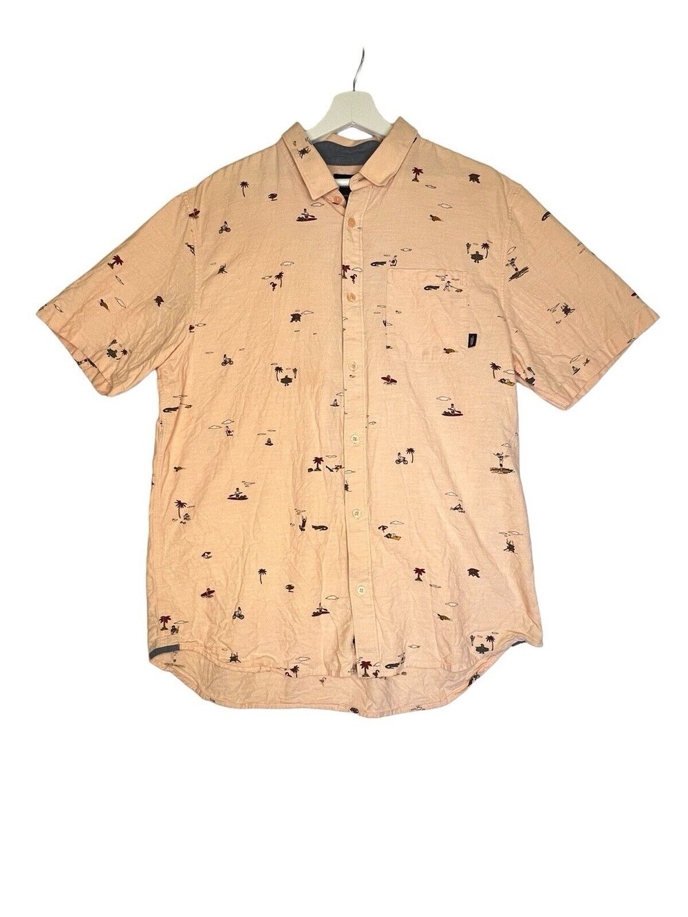 Vans Shirt Mens Medium Button Up Beach Summer Palm Tree Off the Wall Classic Fit
